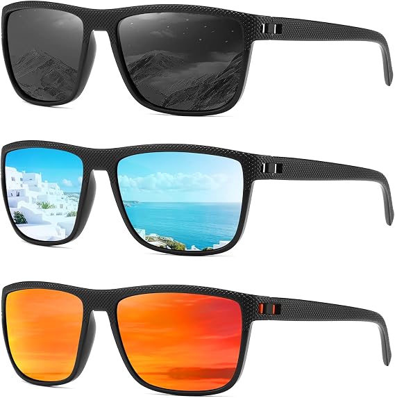 MASDUN 3 Pack Polarized Oversized Square Sunglasses for Women Men, Classic Retro Sun Glasses, for Driving Travel Outdoor