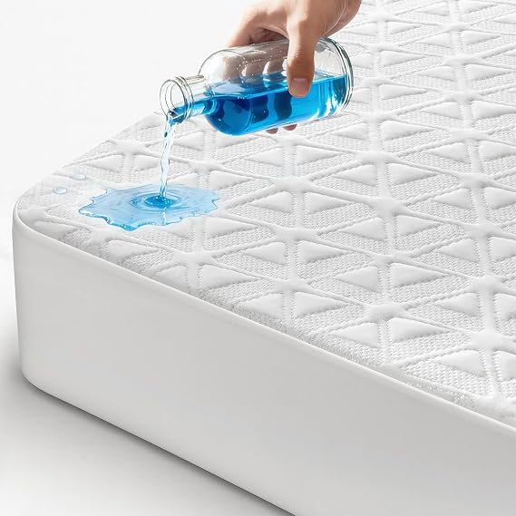 Waterproof Mattress Protector Queen Size, Soft Breathable Mattress Pad with Deep Pocket 8"-21", Noiseless 3D Air Fabric Cooling Mattress Cover for Bed, Machine Washable, White