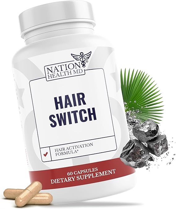 Hair Switch | Hair Growth Supplements for Men & Women | Thicker, Fuller-Looking Hair, DHT blocker, Saw Palmetto, Horsetail extract, Zinc, 30 Days Supply, 60 Capsules