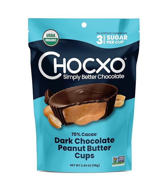 Chocxo Peanut Butter Cups Dark Chocolate 70% Organic 3.45 Ounce