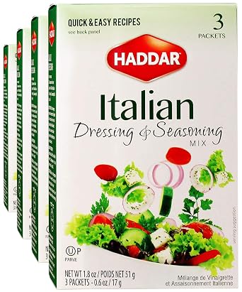 Haddar, Gluten Free Italian Dressing & Seasoning Mix 1.8oz, 4 Pack 12 Packets For Seasoning and Salad Dressing