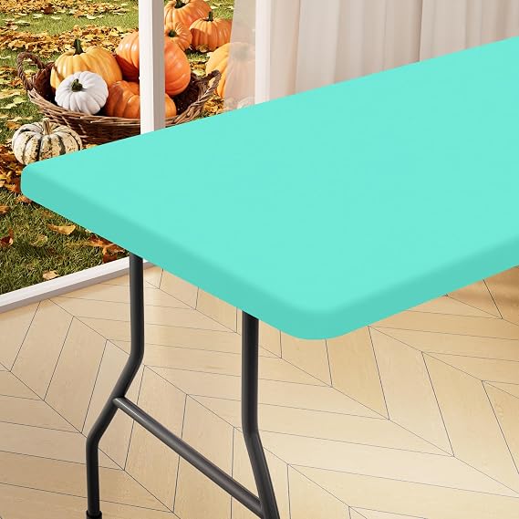 homing Rectangle Table Cloth Cover 4 Foot Aqua Elastic Fitted Tablecloth