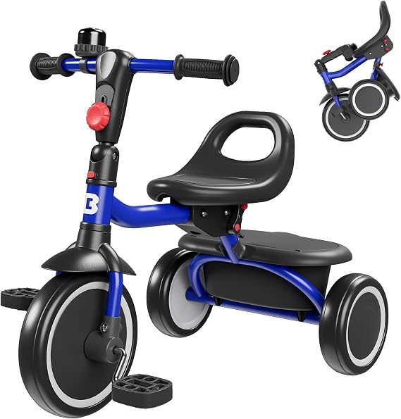 besrey Toddler Tricycle with Bell, for Ages 18 Months to 5 Years | Kids Trike for Indoor and Outdoor Play, First Bike and Riding Toy for Toddler Boys and Girls, Birthday Gift