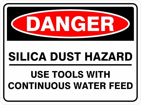 Danger Signs - Silica Dust Hazard Use Tools With Continuous Water Metal Sign 12 x 16 Inch Suitable for Home, Office, or Work Areas