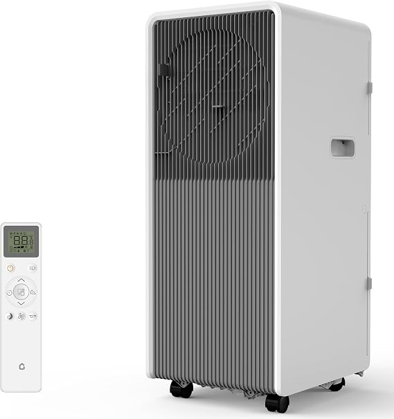 Garvee 14,000 BTU Portable Air Conditioners, Quiet Air Conditioner Up to 750 Sq.Ft, 3 in-1 AC Unit with Cool, Fan, Dehumidifier, 24H Timer, for Bedroom, living room, Grey+White