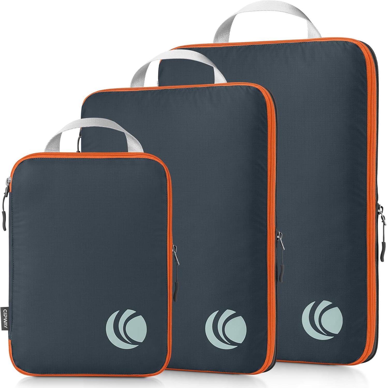 Cipway Compression Packing Cubes, Ultralight Travel Luggage Organizer Sets Extensible Travel Essentials for Carry on SuitcaseGrey 3pcs