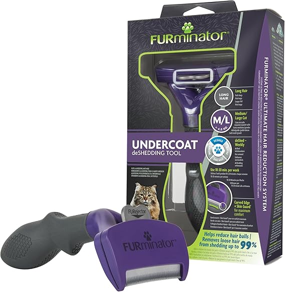 FURminator Undercoat deShedding Tool for Medium/Large Long Hair Cats Over 4.5 kg