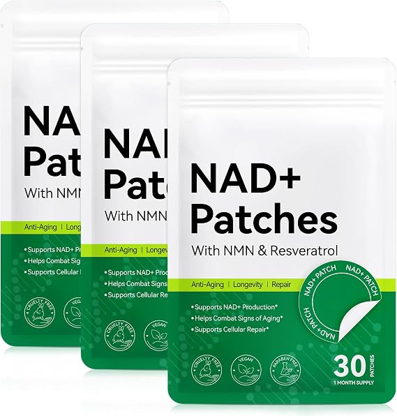 NAD Patches 90PCS, NAD Supplements with NMN & Resveratrol, Anti-Aging, Cellular Repair, NAD+ Production, Vegan, Cruelty Free, Paraben Free