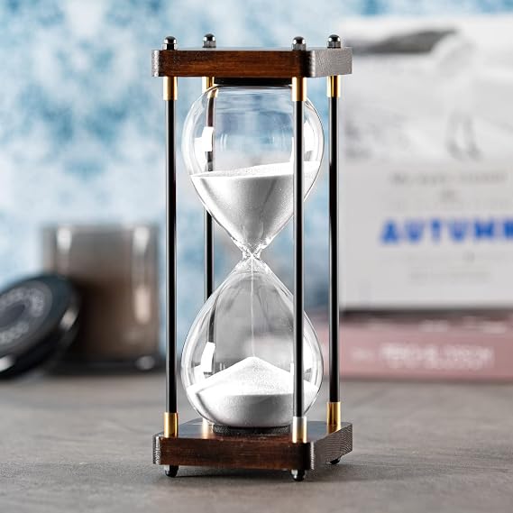 Large Hourglass Timer 60 Minute Decorative Wooden Sand Timer with White Sand 1 Hour Hourglass