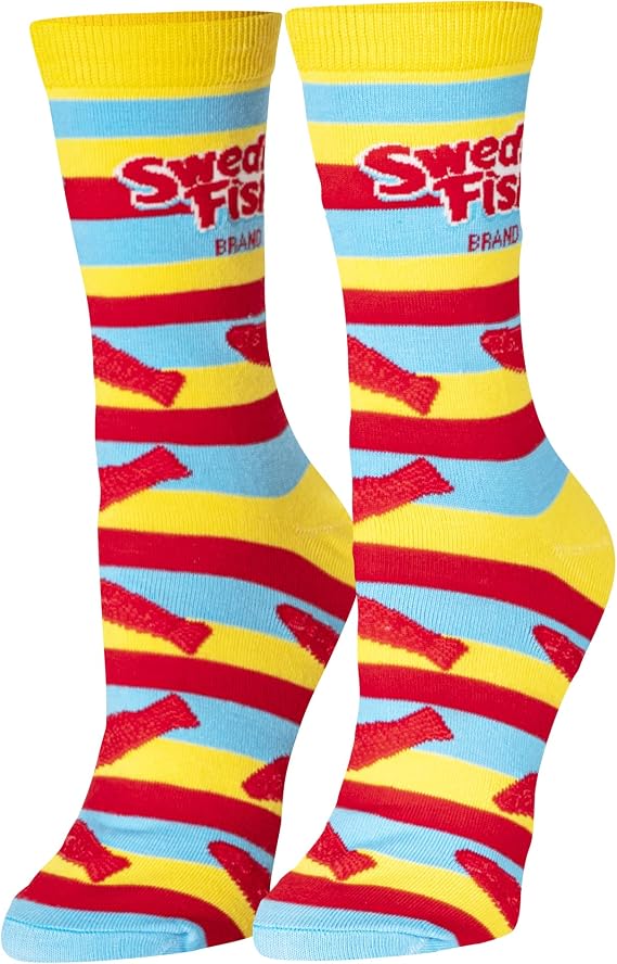 Crazy Socks, Swedish Fish Candy, Womens Crew Sock, Funny Print