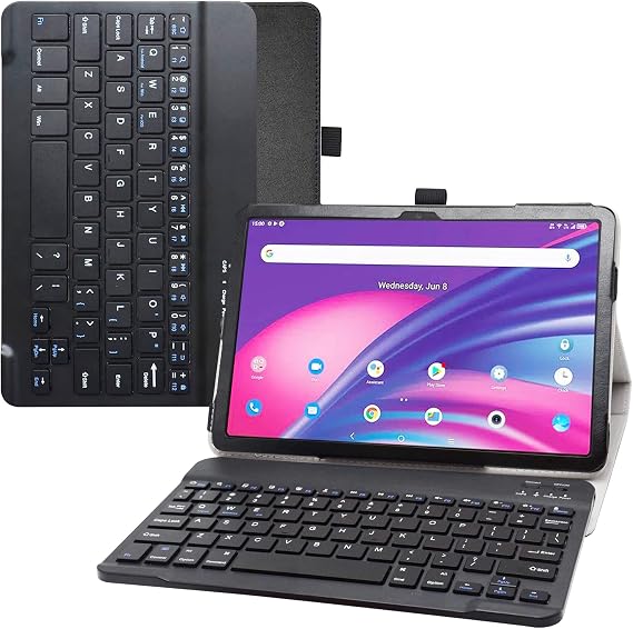 Bige for TCL Tab 10 5G Keyboard Case, PU Leather Cover with Removable Keyboard for 10.1" Tablets (Not fit TCL Tab Pro 5G), Black