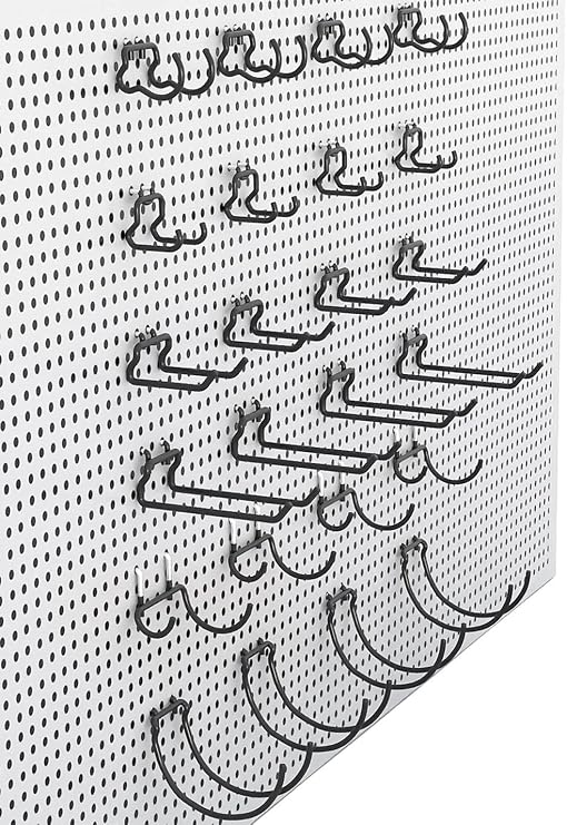 KINOMI 24 Pack Pegboard Hooks Heavy Duty Pegboard Drill Holder Power Tool Holder, Value Set, Large Pegboard Accessories and Hooks for Tools, Power Drills, Art and Craft Supplies etc