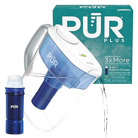 PUR Plus 11-Cup Water Pitcher with 1 Lead-Reducing Filter, White