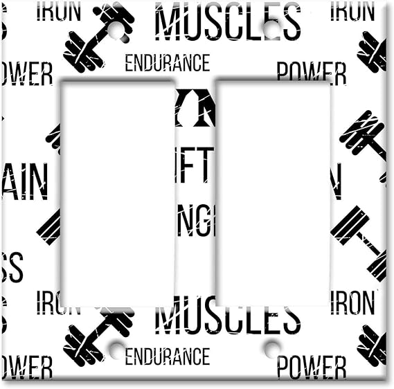 Double Gang Rocker Decorator Switch - Wall Plate - Gym - Made in USA