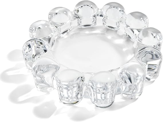 Chic Clear Glass Candle Dish, 1 Pack Modern Bubble Candle Holder for Small Candles and Diffusers, Decorative Home Decor Accessory