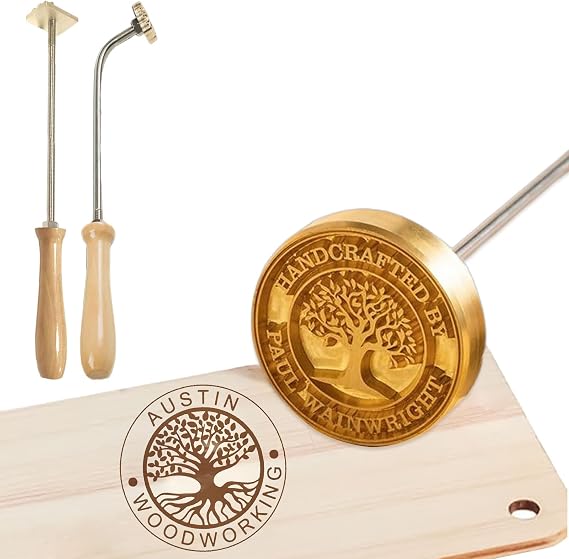 Personalised Branding Iron for Wood, Custom Branding Iron for Wood with Exclusive Patterns/Text, Wood Burning Metal Stamps Kit for Wood, Leather, BBQ, Crafters & Enthusiasts (X Wooden)