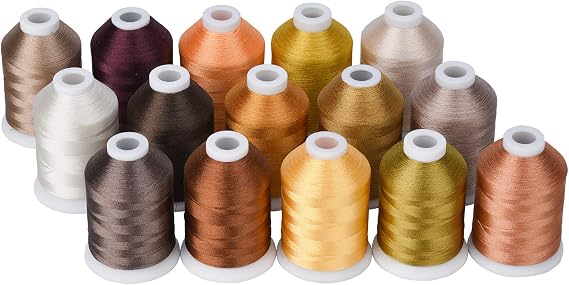 Simthread 15-Color Polyester Machine Embroidery Thread Set, Brown Series