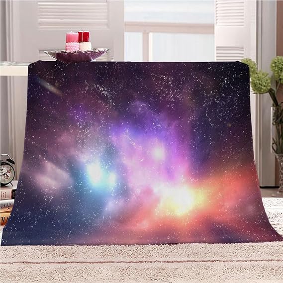 Super Soft Thickened Flannel Couch Blanket Baby Size 180X200Cm Fleece Throw Blanket Xuancai Yinhe Scenery Printed Pattern Fluffy Comfy Warm Microfiber Plush Sofa/Bed Blanket