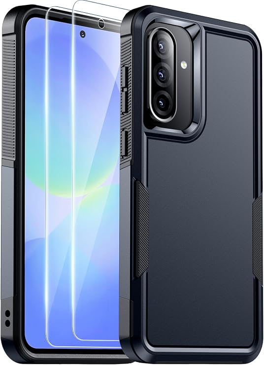 Red2Fire for Samsung Galaxy A36 A56 5G Case,[2Pcs Tempered Glass Screen Protector][Military Grade Shockproof] Non Slip Heavy Duty Full Body Protection Phone Case for A36/A56 6.7 inch 2025,Dark Blue