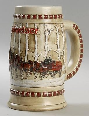 1981 BUDWEISER HOLIDAY BEER STEIN  MUG - Snowy Woodlands CS-50