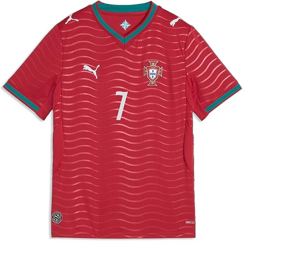 PUMA Kids Boys Portugal 2026 Home Ronaldo Crew Neck Short Sleeve Replica Jersey Casual - Red