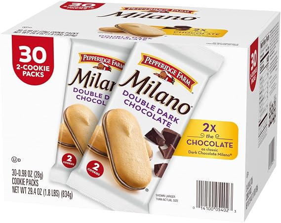 Pepperidge Farm Milano Doulbe Dark Chocolate, 0.98oz, 30 Pack