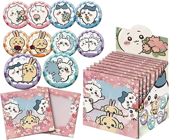 Chikawa Anime Button Badge Blind Box Pins 1 Box/10 Pack Cute Character Collectible Pins for Fans