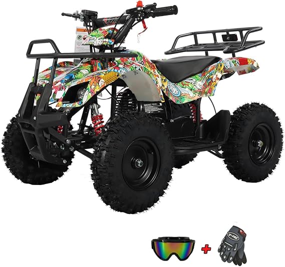 X-PRO Kids Gas Powered ATV 4 Wheelers 40cc ATV Quads, Pull Start! Disc Brake! 6" Tires! (Cartoons)