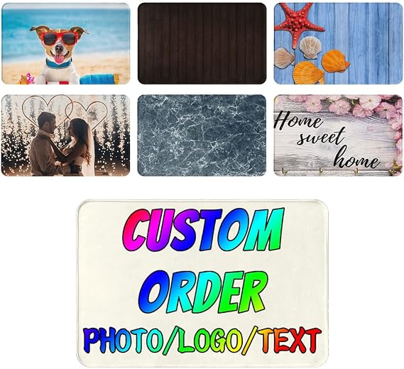 Custom Area Rug Personalized Design Logo Photo Front Doormat Indoor Outdoor Carpet Housewarming Decorative Gift Beige 16"X24"