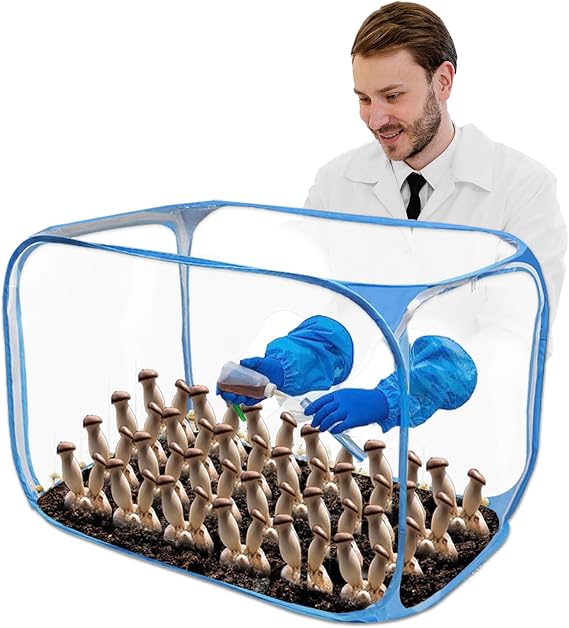 Mushroom Still Air Box 35.5x23.5x23.5 Inches, Collapsible Mycology Fume Hood, Portable Mushroom Grow Tent for Home Growers & Mycology Enthusiasts