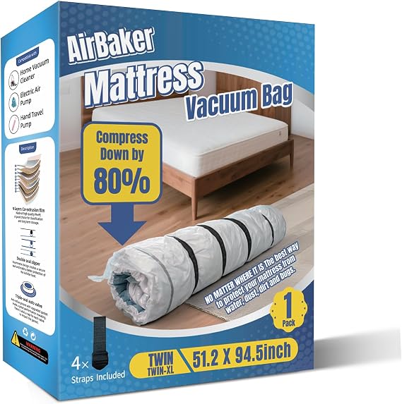 Vacuum Storage Bags for moving, Vacuum Seal Bags for Memory Foam, Latex, Clothing & Bedding, Space Saver Bags for Organization and Storage (XX-Large)