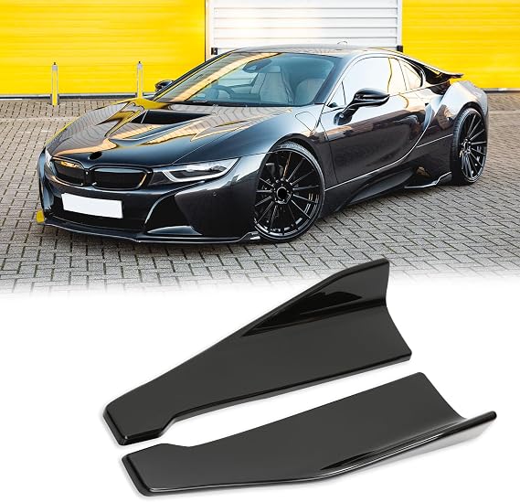 Universal Car Short Side Skirts 2PCS 19inch/48cm,Black Extension Splitter Lip Pair Side Skirt Body Kit Splitters Diffuser Fit Most Vehicles Honda Civic Dodge Charger(2pcs+Short+Black, 19inch)
