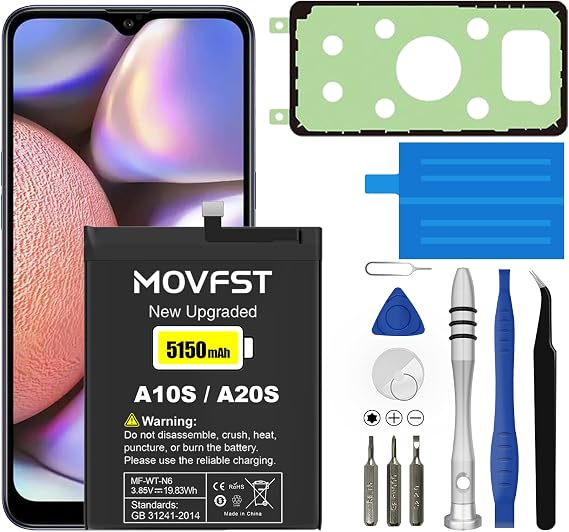 Replacement Battery for Samsung Galaxy A10S,5150mAh High Capacity Battery Fit for Samsung Galaxy A10S A20S A21 Model SM-A107M SM-A107F/DS SM-A107M/DS with Repair Tool Kits,MF-WT-N6
