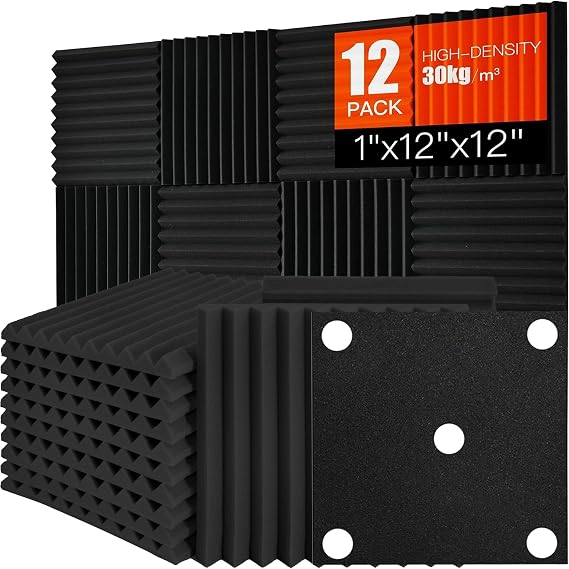 Acoustic Foam Panels 12 Pack, 1"x12"x12", Sound Absorbing Panels Wedges Soundproof Sound Insulation Absorption for Home, Studio, Office,Acoustical Treatments
