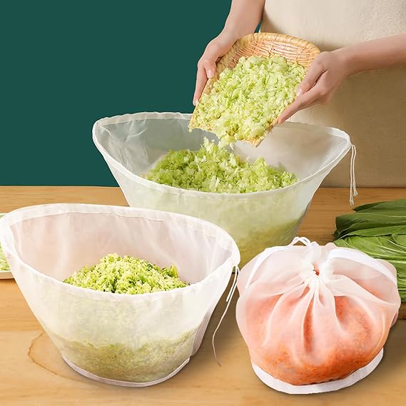 3PCS Reusable Cheese Cloth Bags for Straining - Reusable Straining Bags for Nut Milk, Soy Milk, Dumpling Fillings, and More (A-3PCS)