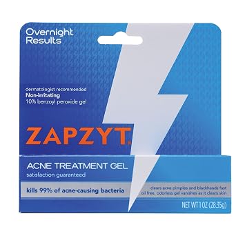 Zapzyt Maximum Strength 10% Benzoyl Peroxide Acne Treatment Gel, 1 Ounce