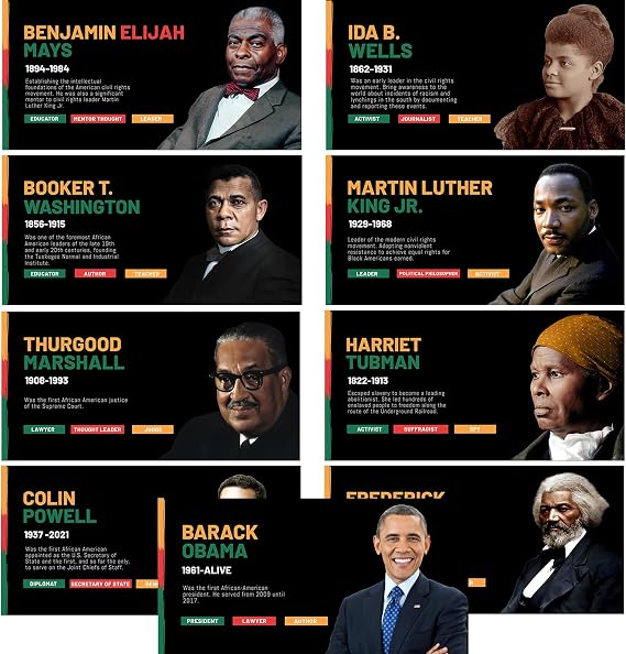 EIHFHIE Black History Month Posters 9 Charts,Black History Month Decorations for Classroom,Bulletin Board,School,Home,Wall, Hallway Decor (9 "x18)