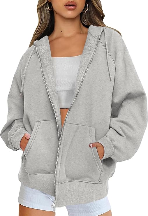 Jhsnjnr Womens Sweatshirt with Pockets Long Sleeve Hooded Fleece Jacket Warm Oversized Zip Up Hoodie