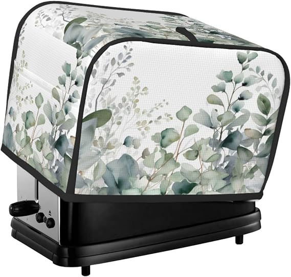 Toaster Cover 2 Slice Eucalyptus Leaves Waterproof Appliance Cover with Hang Loop Bread Baker Toaster Cover for Kitchen