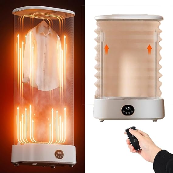 Mini Clothes Dryer, Small Foldable Electric Dryer, Heat Pump Dryers Portable Dryer for Apartments, Travel with Timer Function and Remote Control