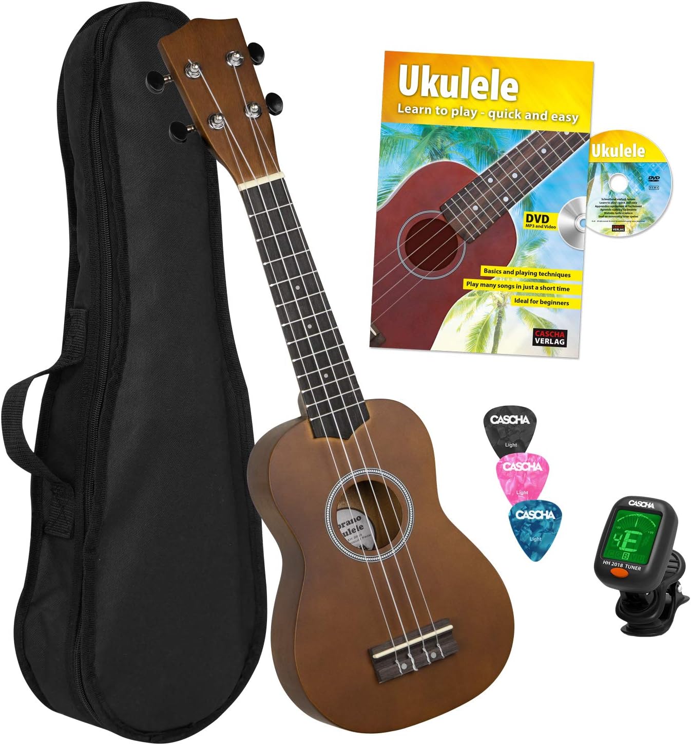 CASCHA EH 3953 Soprano Ukulele with Black Nylon Bag & 3 Picks