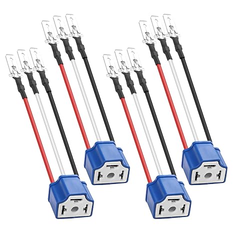XMSJSIY Ceramic H4 9003 HB2 Headlight Wiring Harness 12V Car Light Socket | H4 to 3 Pin Adapter Connector H4 Bulb Holder Base Conversion for Car Truck Light Fog Light Retrofit- 4PCS