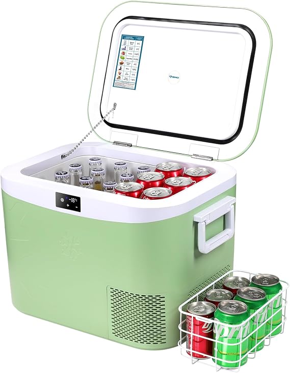 BINGI Car Refrigerator 18L Portable Refrigerator Compact Design with 3WAY Power Supply 12V/24V DC & 100-240V AC Dual Use - Temperature Adjustable from -18℃ to 15℃ Lightweight, Quiet, Energy Efficient