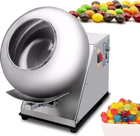 Sugar Coating Machine, 110V Small Commercial Mini Chocolate Panning Machine, Coater Sugar Ball Coating Drying Machine for Pharmaceutical and Food Industries