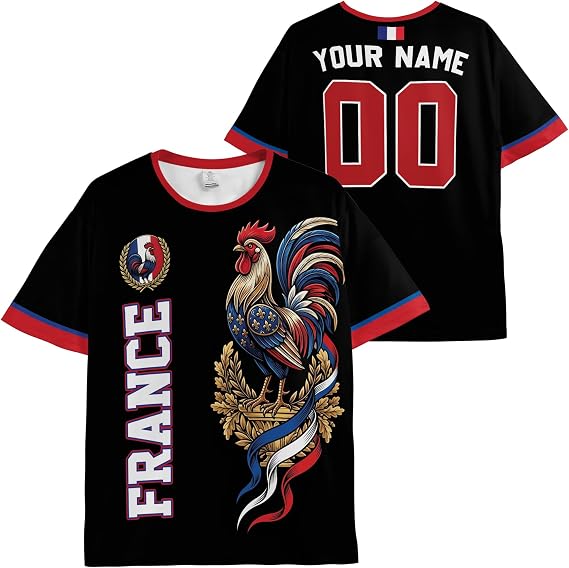 Custom France Soccer Jersey - Personalized Fan Pride Sport Shirts with Number Name, Soccer Uniform Gifts for Men Women