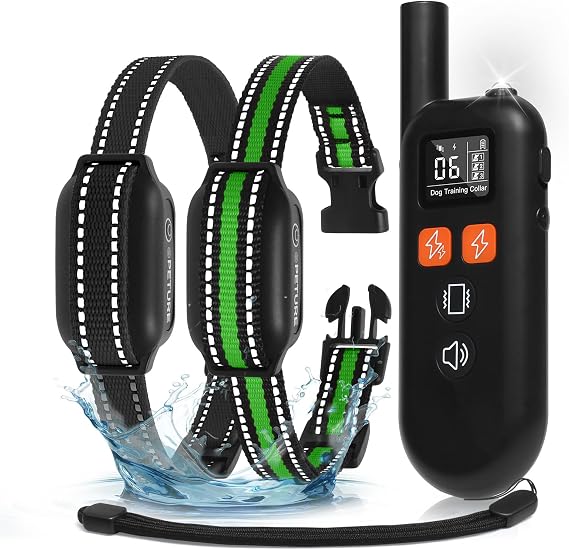 Dog Shock Collar 2 Dogs,3300FT with Flash Light for Night Walks, Dog Bark Training Collar with Remote, E Collar with Adjustable Beep,Vibration and Shock,Rechargeable Waterproof Shock Collar
