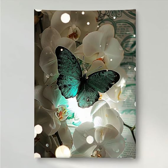 Butterfly Diamond Art Kits for Adults, Diamond Painting Flower Pattern with Round Full Drill, 5D Gem Art Painting Mosaic Kits for Adults DIY Hobbies Gifts, Home Wall Room Decor, 24x31in PjY7233 Z-L