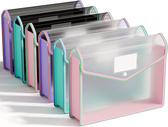 ABC life 6 Pack File Folder, Folders for Documents, Clear Black