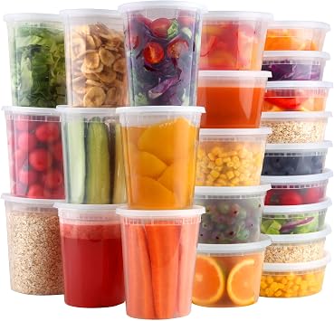 Deli Containers with Lids, 8/16/32oz, 48 Sets 8,16,32oz 16 Each | BPA Free,Microwave Dishwasher Leakproof Freezer Safe,Takeout Soup Containers with Lids,Food Storage Containers with Lids
