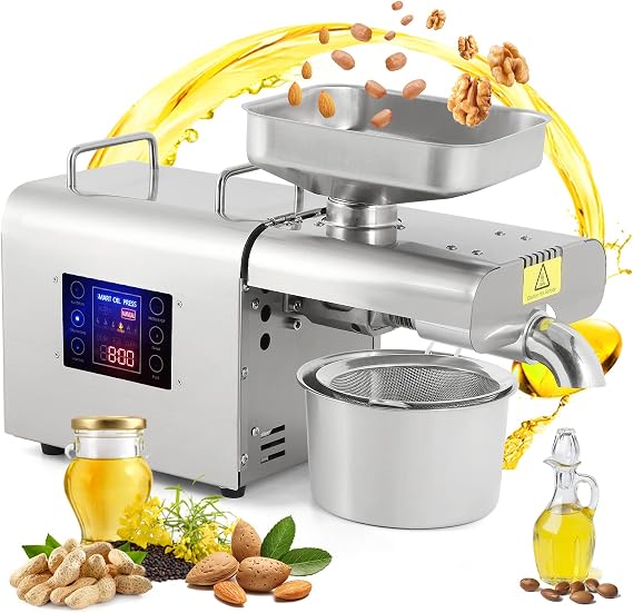 CGOLDENWALL Upgraded Oil Press Machine Automatic Oil Presser Cold Hot Press with Intelligent Control/LCD Touch Screen/ 6 Levels of Temp, Oil Extractor for Commercial Home Use